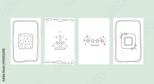 Set of simple line icons for user interface design, social media stories, and apps
