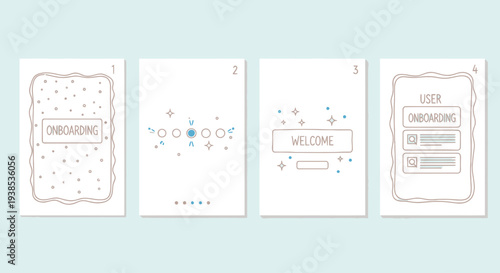 Onboarding Screens UI Design, User Welcome Interface, App Flow