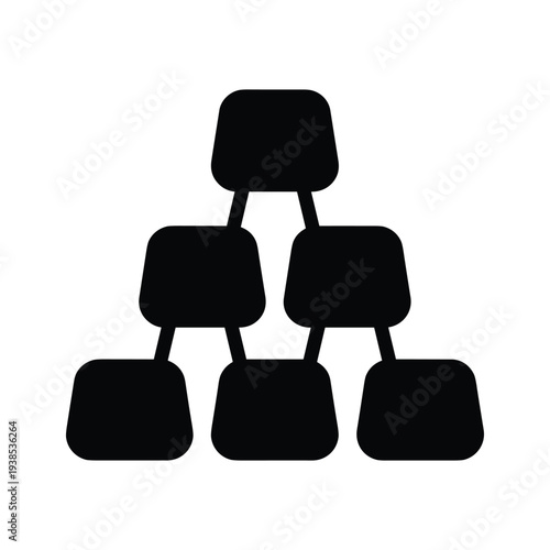 Hierarchical Organizational Chart Icon, Black and White Business Pyramid Structure Vector