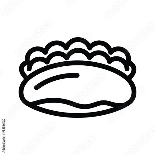 Minimalist Clam Shell Line Art Icon - Black and White Oyster Bivalve Illustration