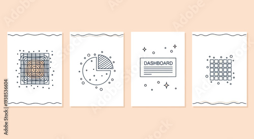 Hand-drawn dashboard and charts, business analytics concept, simple vector illustration