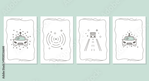 Autonomous Driving Concept: Self-Driving Car Icons and Futuristic Technology