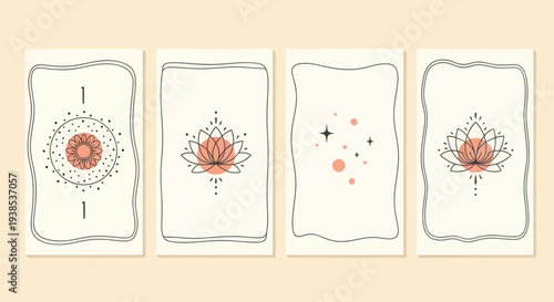 Boho Celestial Tarot Cards with Lotus Flower and Stars