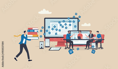 Business problem failure, difficulty messy tangled complicated problem trouble busy mess suffering struggle, frustrated book businessman tangled messy rope around