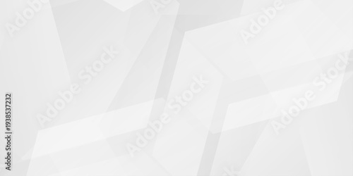 abstract white and gray geometric background with subtle transparent overlapping hexagonal shapes and soft gradients