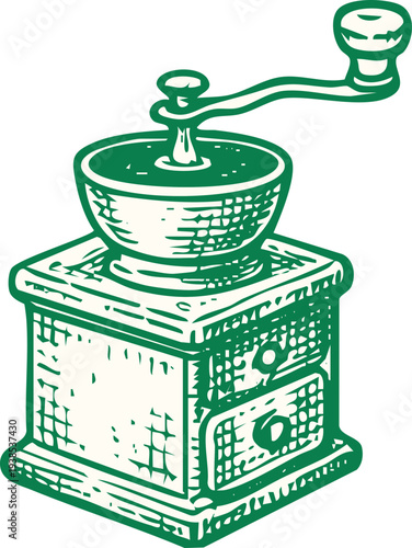 Vintage Coffee Grinder Illustration