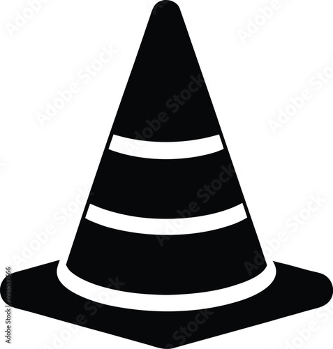 traffic cone silhouette vector art illustration, black and white design