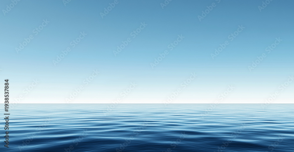 Obraz premium Calm Ocean Horizon With Gentle Waves Under Clear Blue Sky — Wide Panoramic Sea Landscape