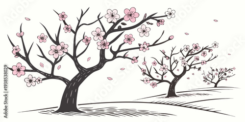 A detailed illustration of a tree with intricate branches and a full canopy. Vector