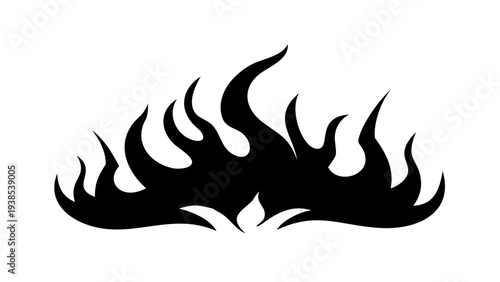 Classic silhouette flames; black fire set, isolated, white background, tattoo, tribal, car, minimalist, vector, outline, filled contour, white background, retro. vector icon