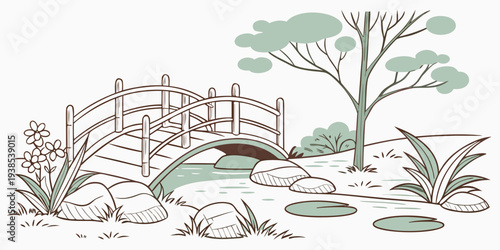 A serene countryside scene with a car parked near a tree and a house Vector