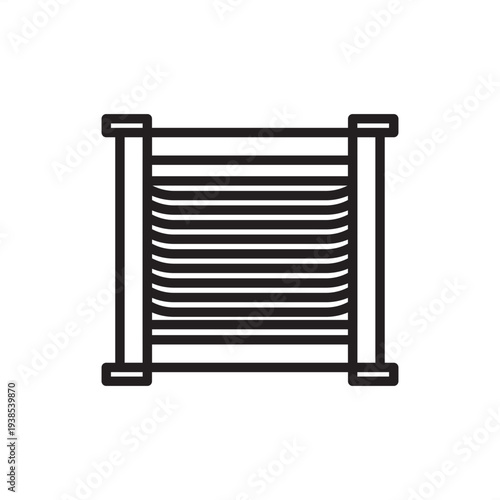 Standard transformer icon featuring a dual coil winding design with a shared magnetic core. Ideal for electronic circuit schematics, power distribution diagrams, and technical documentation projects.
