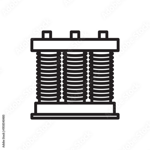 Auto transformer icon featuring a single winding design with multiple terminal taps on a shared magnetic core. Ideal for electronic circuit schematics, voltage regulation diagrams, technical projects.