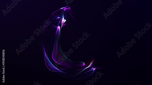 Futuristic glowing energy sphere with flowing plasma light waves and smooth digital surface, abstract sci fi technology orb with blue purple luminous motion on dark background