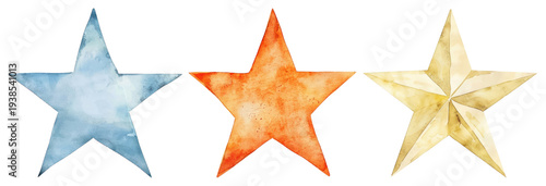 PNG Colorful watercolor star illustrations on transparent background