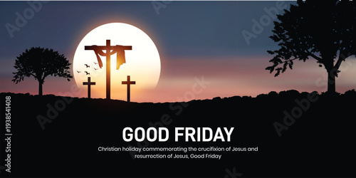 Good Friday, Easter Sunday, holiday Saturday, Mandy Thursday, holy Thursday creative banner, poster, social media post, postcard, background, backdrop, template, greetings card, web banner design.