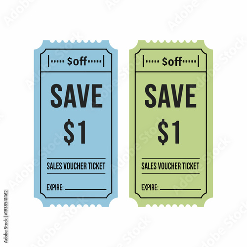 Enjoy a flat $1 discount with this beautifully crafted voucher ticket design