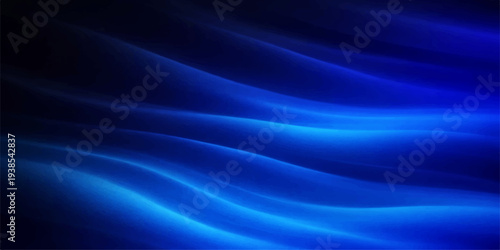 Smooth flowing silk waves in a dark blue abstract background create a shiny satin texture with soft purple light curves for a modern wallpaper design