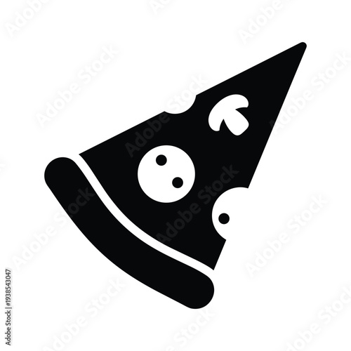 Minimalist Black and White Pizza Slice Icon - Graphic Symbol for Fast Food and Italian Cuisine