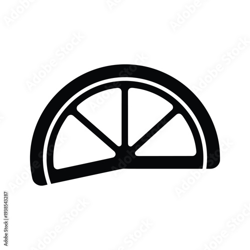 Minimalist Citrus Fruit Half Slice Vector Icon - Black and White Orange, Lemon, or Lime Graphic