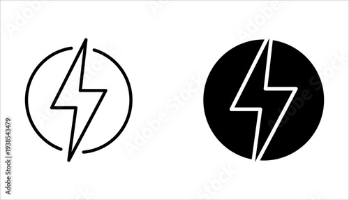 Lightning icon set. Electric sign and symbol. Power icon. Energy sign. Lightning power icon, vector illustration.