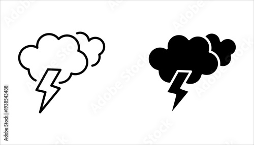 Lightning icon set. Electric sign and symbol. Power icon. Energy sign. Lightning power icon, vector illustration.