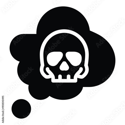 skull inside chat bubble solid icon vector design good for web or mobile app