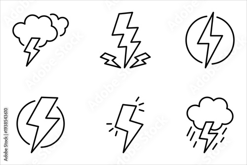 Lightning icon set. Electric sign and symbol. Power icon. Energy sign. Lightning power icon, vector illustration.