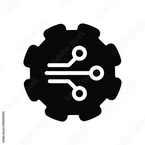 gear with circuit solid icon vector design good for web or mobile app