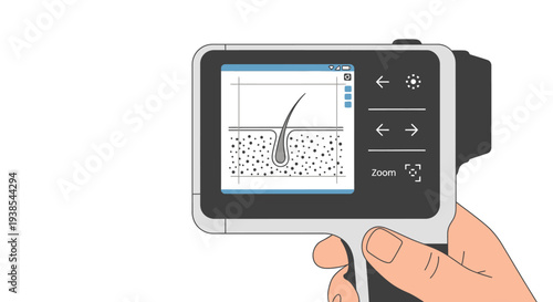 Hand holding a metal detector with a screen displaying a signal.