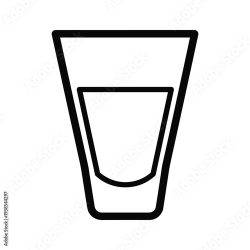Minimalist Shot Glass Icon Line Art - Black and White Vector Illustration for Bar and Alcohol Themes