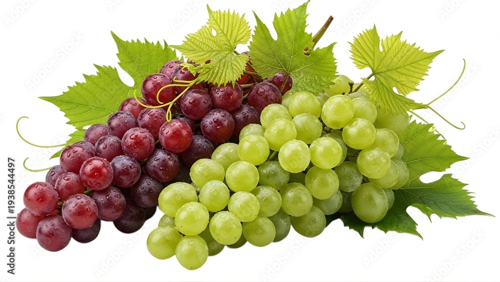 Fototapeta premium A bunch of red and green grapes on transparent background
