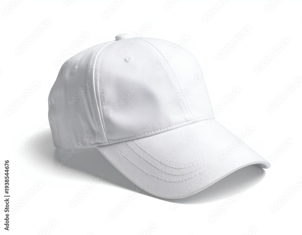 Fototapeta premium Plain white baseball cap, clean, modern, and simple on white