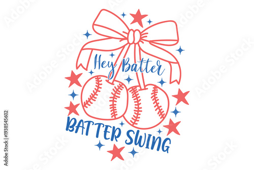 Baseball bats and balls with ribbon bow and stars
