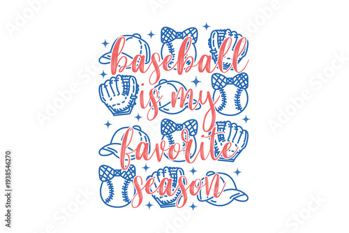 Colorful illustration of mittens and bows with a festive phrase