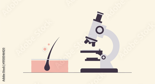 Microscope examining a sperm cell illustration.