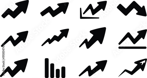Business Growth and Decline Chart Icon. Financial Profit Graph with Up and Down Arrows – Stock Vector