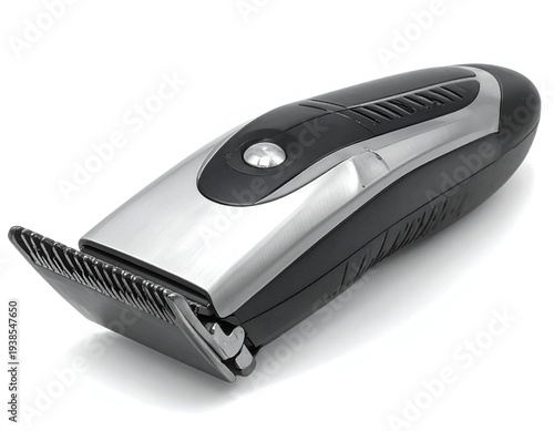 Silver and black electric hair clipper with detachable guard