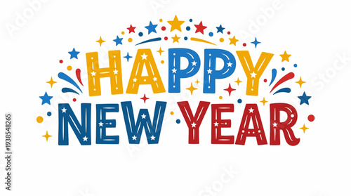 Happy New Year Colorful Text.