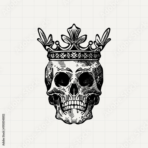 Crowned Skull Gothic Illustration