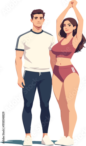 ragazzo ragazza uomo o donna ginnastica aerobica gym yoga fitness palestra vettoriale 