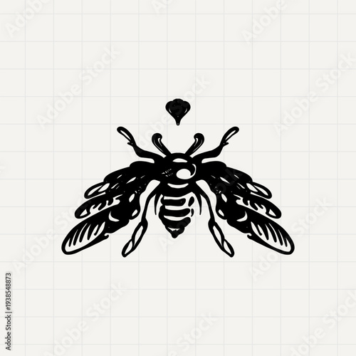 Bee with Heart Gothic Illustration