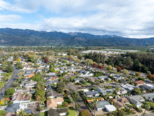 Fotografie Aerial view of Carpinteria, small seaside city in southeastern Santa Barbara County, California