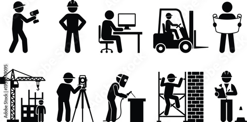 Set of business people icons in vector silhouette style