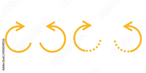 Tableau sur toile orange round circle arrow clockwise and anti clockwise return rotate refresh con