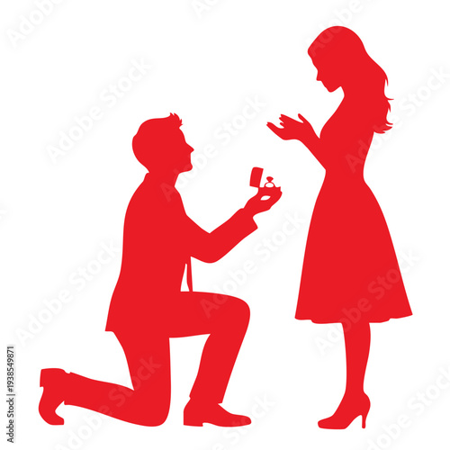 Marriage Proposal pink Couple Engagement Illustration