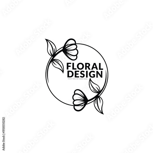 Vector illustration of abstract logo design of organic botanical floral lines