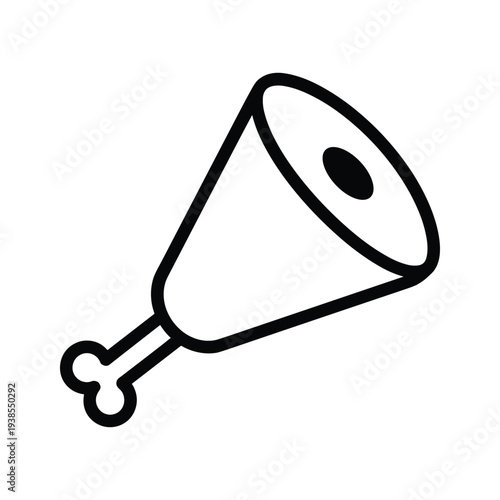 Stylized Meat Leg Line Art Illustration - Minimalist Ham Drumstick Bone Icon