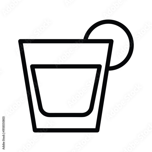 Minimalist Cocktail Glass with Citrus Slice Line Art Icon for Bar and Beverage Design