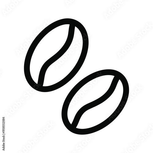 Minimalist Coffee Beans Icon - Simple Black and White Vector Illustration for Cafe Branding